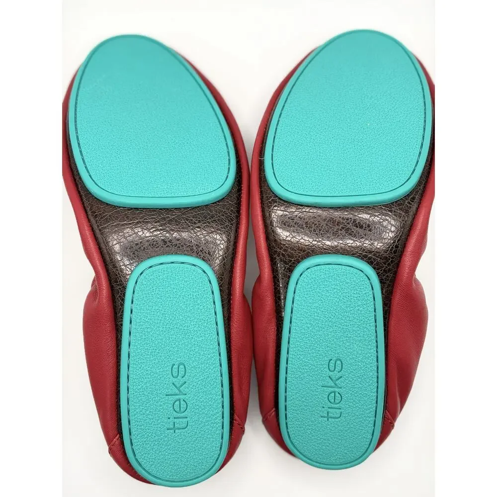 Tieks by Gavrieli Poppy Red Leather Ballet Flats Women's Size 8 Foldable Shoes